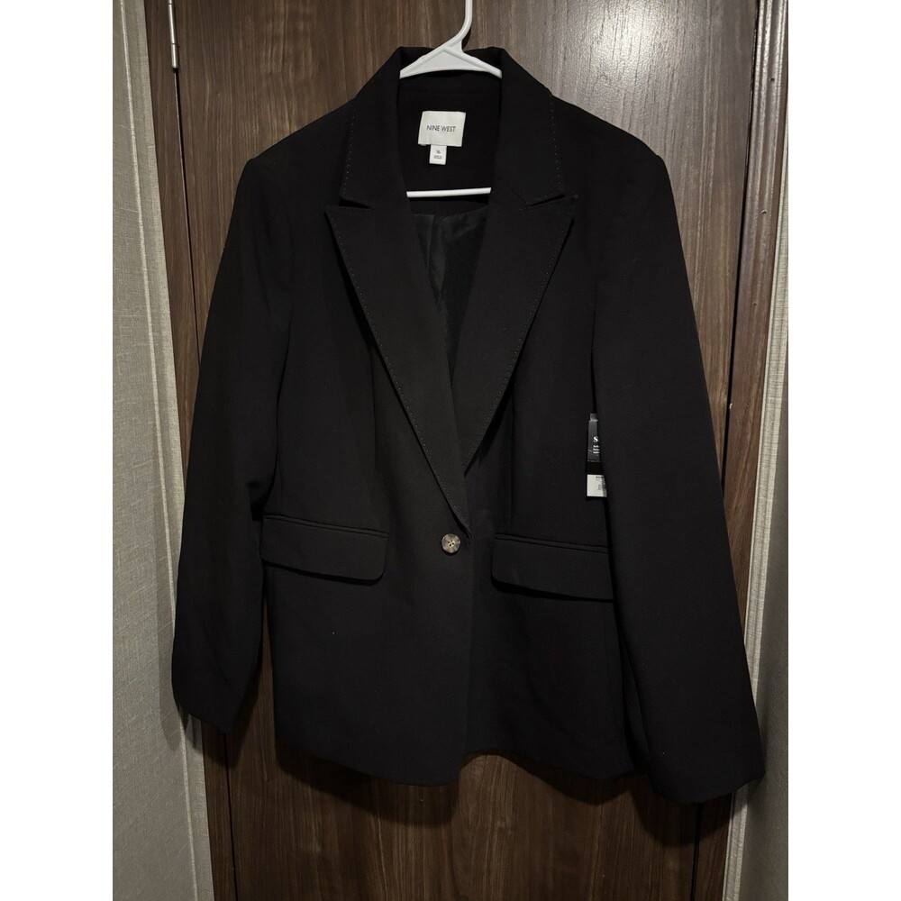 Nine West Women's Size 16 City Blazer Dull Black Career Formal Capsule Work NWT